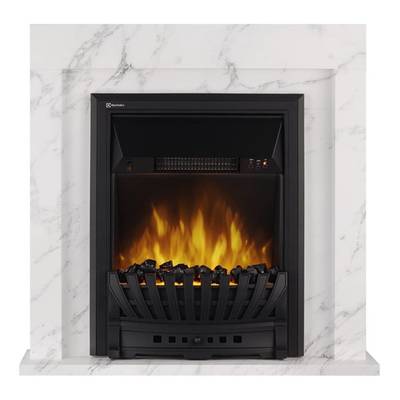Электрокамин с классическим очагом 2D Electrolux EFP/P-1020LS с порталом Firelight Simple Classic белый мрамор
