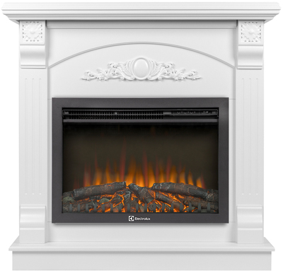 Электрокамин с широким очагом 2D Electrolux EFP/P-2520LS N с порталом Firelight Barocco 25 белый