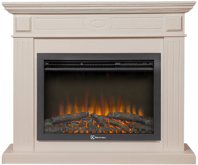 Электрокамин с широким очагом 2D Electrolux EFP/P-2520LS N с порталом Firelight Bianco 25 шпон белёный дуб