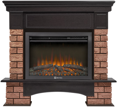 Электрокамин с широким очагом 2D Electrolux EFP/P-2520LS N с порталом Firelight Forte Wood 25 камень темный, шпон венге
