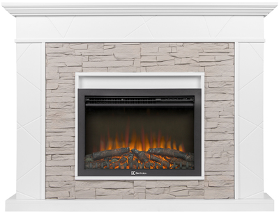 Электрокамин с широким очагом 2D Electrolux EFP/P-2520LS N с порталом Firelight Miami 25 белый, серый