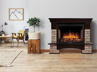 Электрокамин с широким очагом 2D Electrolux EFP/P-2520LS с порталом Firelight Forte Wood 25 камень коричневый, шпон темный дуб фото #8