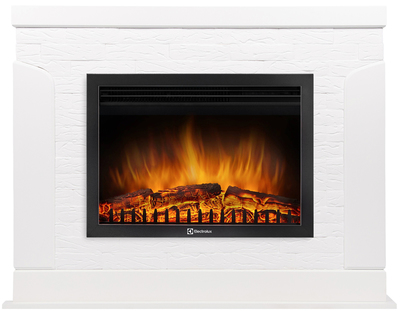 Электрокамин с широким очагом 2D Electrolux EFP/P-2520LS с порталом Firelight Prestigio 25 камень белый, шпон белый дуб