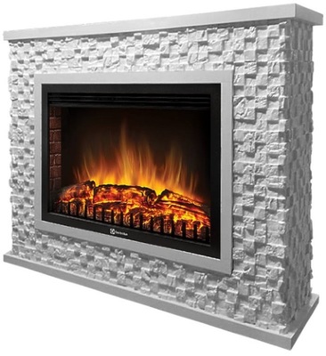 Электрокамин с широким очагом 2D Electrolux EFP/P-2520LS с порталом Firelight Quadro 25 песчаник античный белый/белая эмаль фото #4