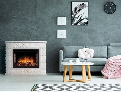 Электрокамин с широким очагом 2D Electrolux EFP/P-2520LS с порталом Firelight Quadro 25 песчаник античный белый/белая эмаль фото #8
