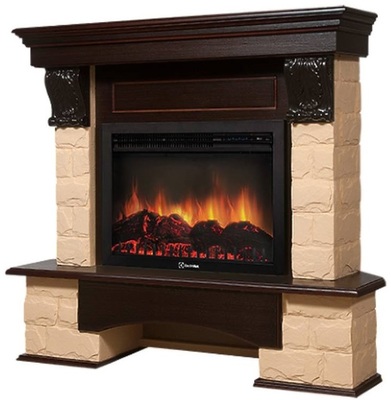 Электрокамин с широким очагом 2D Electrolux EFP/P-2720RLS с порталом Firelight Forte 25S камень бежевый, темный дуб фото #6