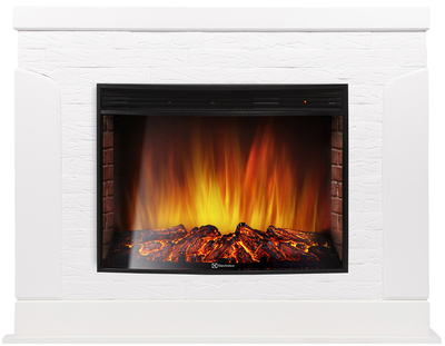 Электрокамин с широким очагом 2D Electrolux EFP/P-2720RLS с порталом Firelight Prestigio 25 камень белый, шпон белый дуб