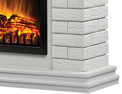 Электрокамин с широким очагом 2D Electrolux EFP/P-3020LS N с порталом Firelight Bricks 30 камень белый, белая эмаль фото #5