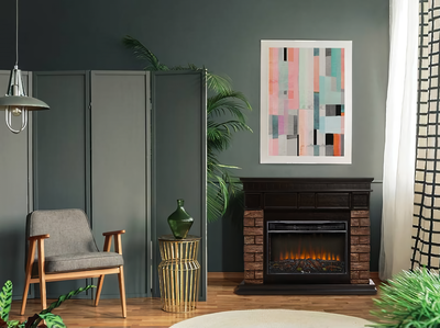 Электрокамин с широким очагом 2D Electrolux EFP/P-3020LS N с порталом Firelight Bricks Wood 30 камень темный, шпон венге фото #7