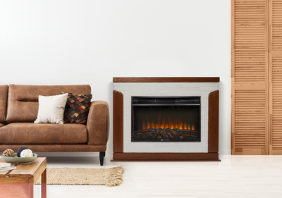 Электрокамин с широким очагом 2D Electrolux EFP/P-3020LS N с порталом Firelight Prestigio 30 камень белый, шпон дуб фото #7
