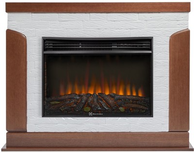 Электрокамин с широким очагом 2D Electrolux EFP/P-3020LS N с порталом Firelight Prestigio 30 камень белый, шпон дуб