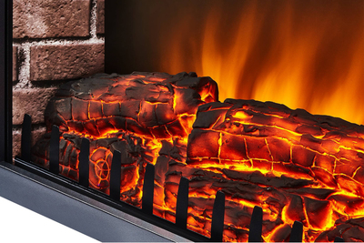Электрокамин с широким очагом 2D Electrolux EFP/P-3020LS с порталом Firelight Barocco 30 белый дуб с золотой патиной фото #5