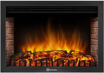 Электрокамин с широким очагом 2D Electrolux EFP/P-3020LS с порталом Firelight Barocco 30 белый дуб с золотой патиной фото #3
