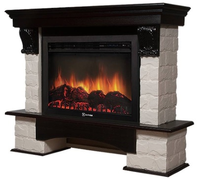 Электрокамин с широким очагом 2D Electrolux EFP/P-3020LS с порталом Firelight Forte 30S камень белый, темный дуб фото #6