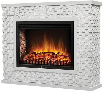 Электрокамин с широким очагом 2D Electrolux EFP/P-3020LS с порталом Firelight Quadro 30 песчаник античный белый/белая эмаль фото #4