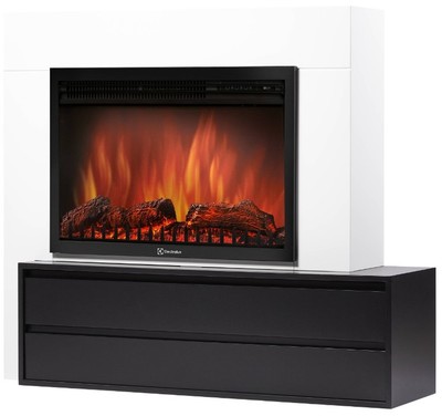 Электрокамин с широким очагом 2D Electrolux EFP/P-3320RLS с порталом Firelight Combi 30 белый, черный фото #7