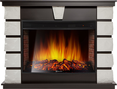 Электрокамин с широким очагом 2D Electrolux EFP/P-3320RLS с порталом Firelight Excalibur 30 белый