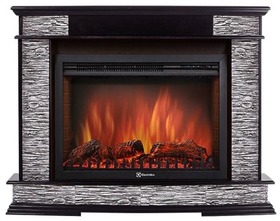 Электрокамин с широким очагом 2D Electrolux EFP/P-3320RLS с порталом Firelight Scala 30 сланец скалистый серый, шпон венге