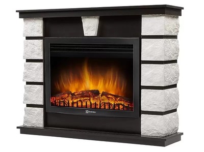 Электрокамин с широким очагом 2D Electrolux EFP/P-2520LS с порталом Firelight Excalibur 25 камень белый, шпон венге фото #2