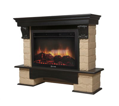 Электрокамин с широким очагом 2D Electrolux EFP/P-3020LS с порталом Firelight Forte 30S камень бежевый, венге фото #2
