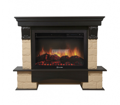 Электрокамин с широким очагом 2D Electrolux EFP/P-3020LS с порталом Firelight Forte 30S камень бежевый, венге