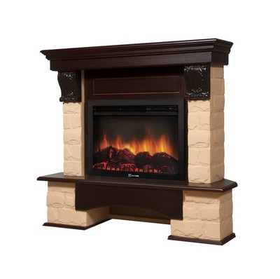 Электрокамин с широким очагом 2D Electrolux EFP/P-3020LS с порталом Firelight Forte 30 U камень бежевый, темный дуб фото #2