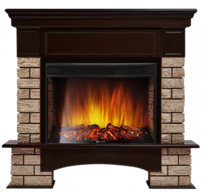 Электрокамин с широким очагом 2D Electrolux EFP/P-2720RLS с порталом Firelight Forte Wood 25 камень тем., шпон венге