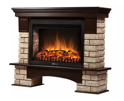Электрокамин с широким очагом 2D Electrolux EFP/P-3020LS с порталом Firelight Forte Wood 30 камень коричневый, шпон темный дуб фото #2
