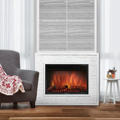 Электрокамин с широким очагом 2D Electrolux EFP/P-3020LS с порталом Firelight Loft 30 камень белый, белая эмаль фото #3