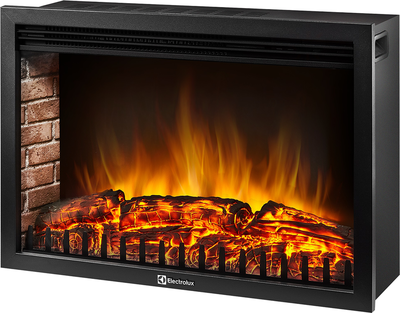 Электрокамин с широким очагом 2D Electrolux EFP/P-3020LS с порталом Firelight Pietra Nuovo 30 камень сланец белый, шпон темный дуб фото #2