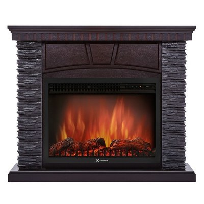 Электрокамин с широким очагом 2D Electrolux EFP/P-2520LS с порталом Firelight Porto 25 камень черный, шпон венге фото #2