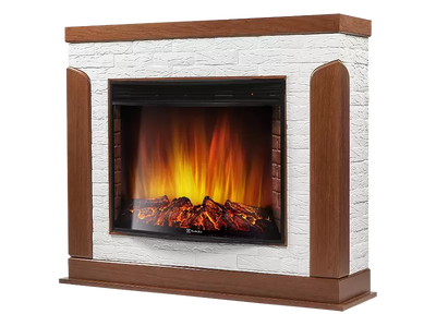 Электрокамин с широким очагом 2D Electrolux EFP/P-2720RLS с порталом Firelight Prestigio 25 камень белый, шпон дуб фото #2