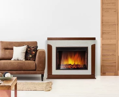 Электрокамин с широким очагом 2D Electrolux EFP/P-2720RLS с порталом Firelight Prestigio 25 камень белый, шпон дуб фото #3