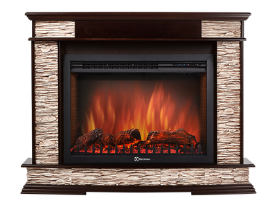 Электрокамин с широким очагом 2D Electrolux EFP/P-3320RLS с порталом Firelight Scala 30 сланец скалистый бурый, тёмный дуб