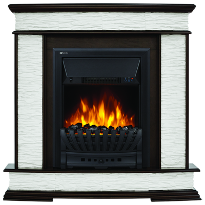Электрокамин с классическим очагом 2D Electrolux EFP/P-1020LS с порталом Firelight Scala Classic сланец скалистый белый, тёмный дуб