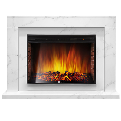 Электрокамин с широким очагом 2D Electrolux EFP/P-2720RLS с порталом Firelight Simple 25 белый мрамор