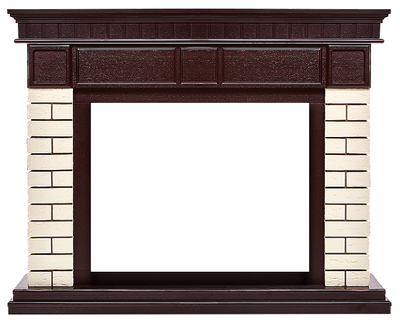 Угловой широкий портал Firelight Bricks 25U (угловой) камень бежевый, шпон темный дуб