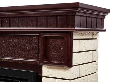 Угловой широкий портал Firelight Bricks 30U (угловой) камень бежевый, шпон темный дуб фото #7