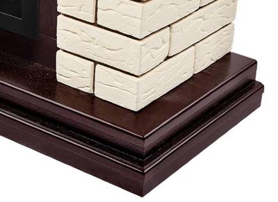Угловой широкий портал Firelight Bricks 30U (угловой) камень бежевый, шпон темный дуб фото #9