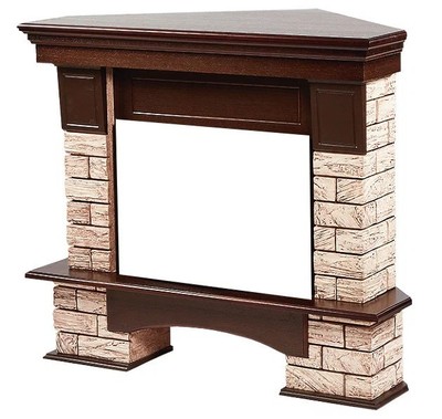 Угловой широкий портал Firelight Forte Wood 30U (угловой) камень коричневый, шпон темный дуб фото #2