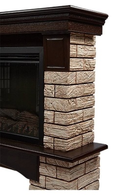 Классический портал для камина Firelight Forte Wood Classic камень коричневый, шпон темный дуб фото #4