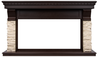 Электрокамин с широким очагом 2D Electrolux EFP/P-3620LS с порталом Firelight Michigan 36, камень молочный, шпон темный дуб фото #3