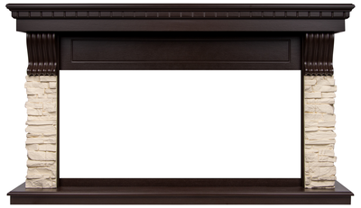 Линейный электрокамин Electrolux EFP/P-4220LS с порталом Firelight Michigan 42, камень молочный, шпон темный дуб фото #3