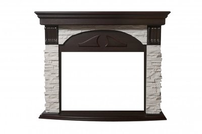 Угловой широкий портал Firelight Torre 26/30U (угловой) камень белый, шпон темный дуб