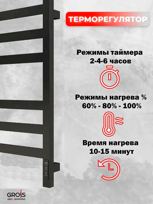 Электрический полотенцесушитель GROIS Bruno GR-121 400/600 П6 RAL9003 U фото #5
