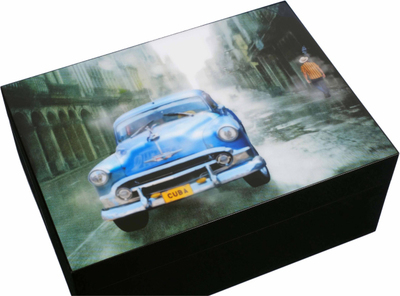 Настольный хьюмидор Gentili Blue Car на 50 сигар, Черный лак SV50-Black-Blue-Car фото #2