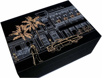 Настольный хьюмидор Gentili Havana Gold на 50 сигар, Черный лак SV50-Black-Gold-Havana фото #2