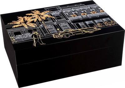 Настольный хьюмидор Gentili Havana Gold на 50 сигар, Черный лак SV50-Black-Gold-Havana