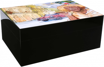 Настольный хьюмидор Gentili Havana Street на 50 сигар, Черный лак SV50-Black-Havana-Street
