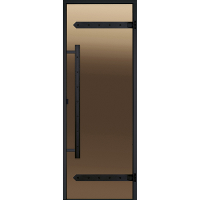 Двери стеклянные HARVIA LEGEND 8/21 черная коробка алюминий, стекло бронза DA82101L